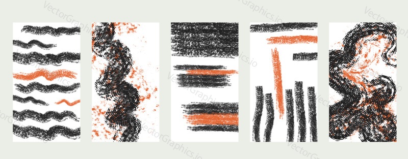 Vector set of abstract hand painted backgrounds for social media stories design, wall decoration pattern, modern poster, prints. Abstract background illustrations.