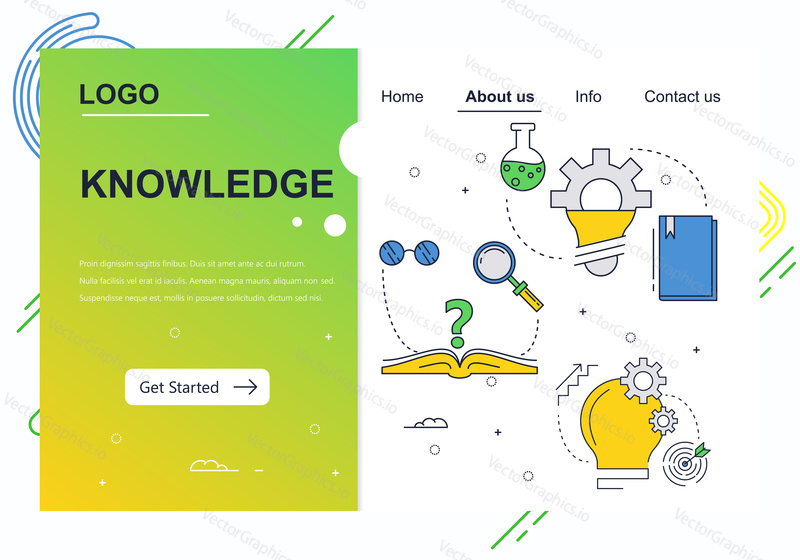 Vector web site linear art design template. . Landing page concepts for website and mobile development. Modern flat illustration.