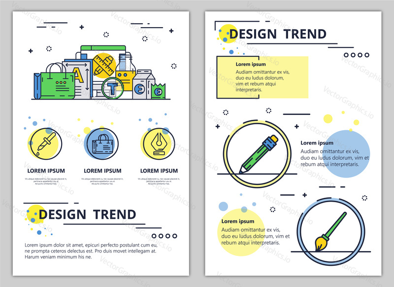 Design trend web banner, poster, flyer, leaflet, brochure template. Vector modern thin line art flat style design illustration.