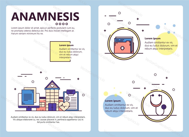 Anamnéza nebo anamnéza web banner, plakát, leták, leták, brožura šablony. Vektorové moderní tenké linie umění plochý styl design ilustrace.