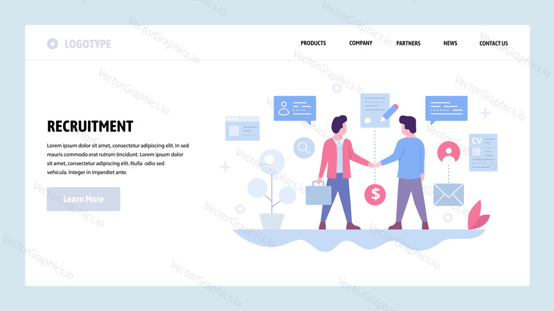 Vektorové webové stránky design šablony. Dva podnikatel uzavřít dohodu a podepsat smlouvu, obchodní partnerství. Partneři handshake. Koncepty vstupní stránky pro vývoj webových stránek a mobilních zařízení. Moderní byt ilustrace.