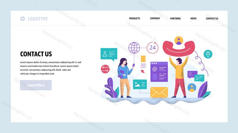 Vektorové webové stránky design šablony. Podpora Call centra a linky pomoci. Kontaktujte nás stránku. Koncepty vstupní stránky pro vývoj webových stránek a mobilních zařízení. Moderní byt ilustrace.