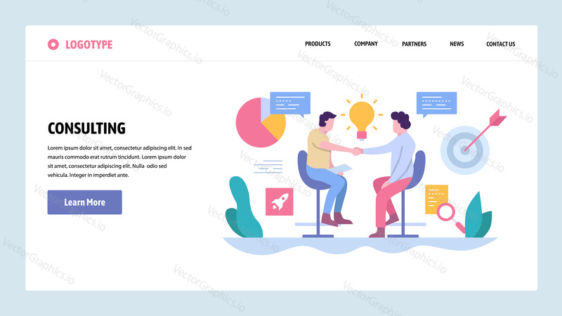 Vektorové webové stránky gradient design šablony. Obchodní dohoda, partnerská smlouva a investice. Koncepty vstupní stránky pro vývoj webových stránek a mobilních zařízení. Moderní ploché ilustrace