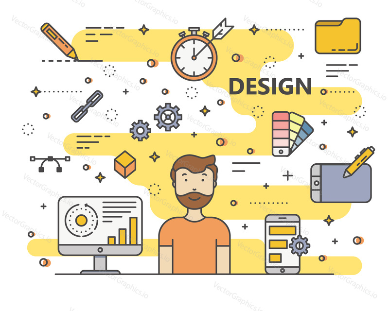 Návrh koncepce vektorové ilustrace. Moderní tenké linie ploché designové prvky, ikony pro web, marketing, prezentaci a tisk.