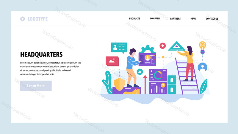 Vektorové webové stránky design šablony. Týmová práce a rozvoj obchodních projektů. Koncepty vstupní stránky pro vývoj webových stránek a mobilních zařízení. Moderní byt ilustrace.