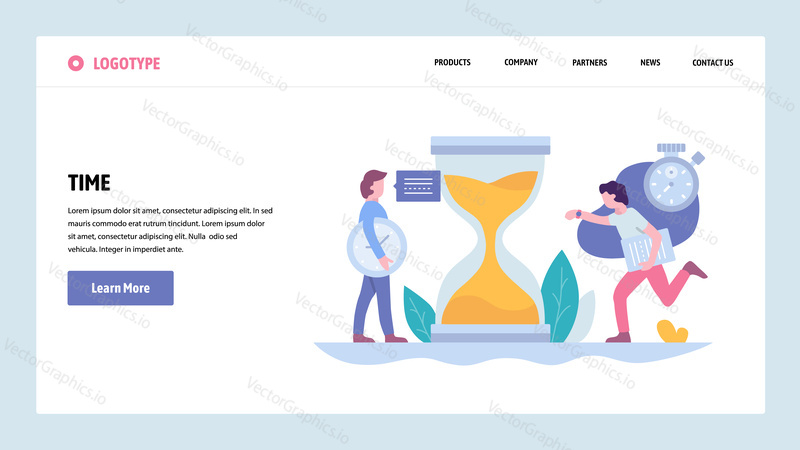 Шаблон градиентного дизайна веб-сайта PVector. Срок выполнения бизнес-проекта и управление временем. Концепции целевых страниц для разработки веб-сайтов и мобильных устройств. Современная плоская иллюстрация