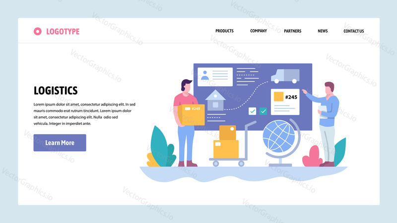 Vektorové webové stránky gradient design šablony. Sledovací a doručovací služba. Balíček doprava. Koncepty vstupní stránky pro vývoj webových stránek a mobilních zařízení. Moderní ploché ilustrace