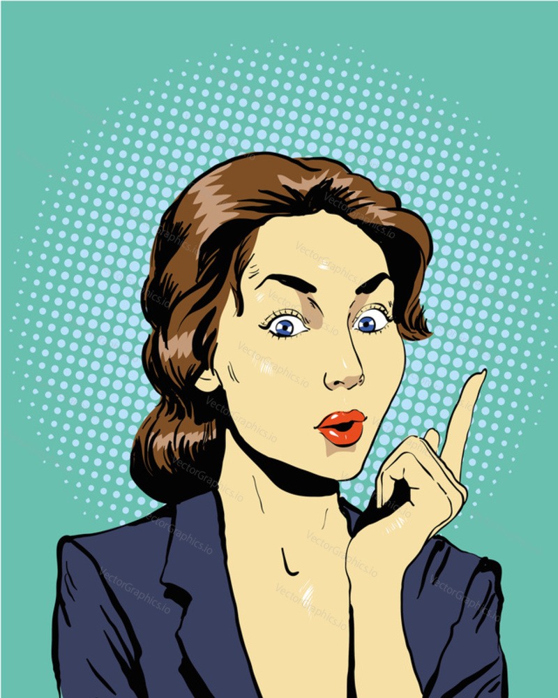 Thinking woman. Vector illustration in retro pop art comic style.