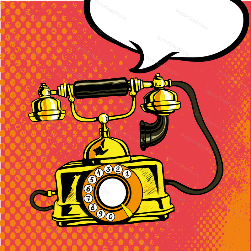 Zvoní Retro telefon. Vektorová ilustrace v komiksovém pop artovém stylu.