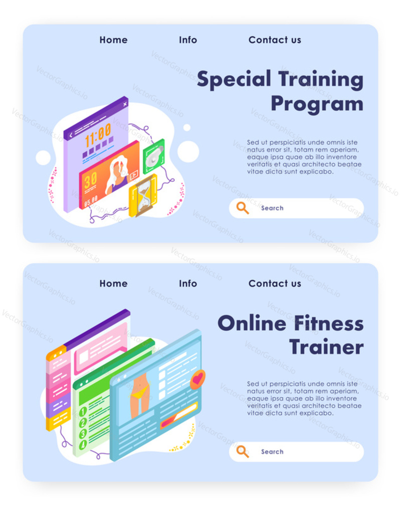 Hubnutí a štíhlé tělo program. Online fitness trenér. Sledování sportovních aktivit. Vektorové webové stránky design šablony. Ilustrace konceptu webové stránky vstupní stránky