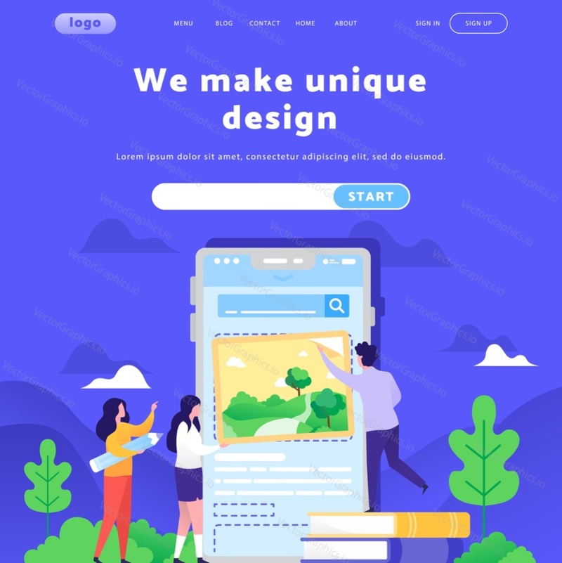 Векторный шаблон дизайна веб-сайта. Каркас приложения для смартфона. Концепции целевых страниц для мобильной разработки веб-сайтов. Современная плоская иллюстрация.