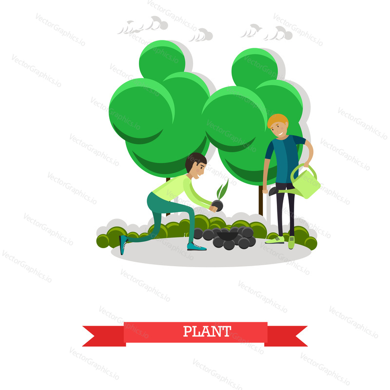 Vector illustration of gardeners planting vegetables. Gardening concept design element in flat style.