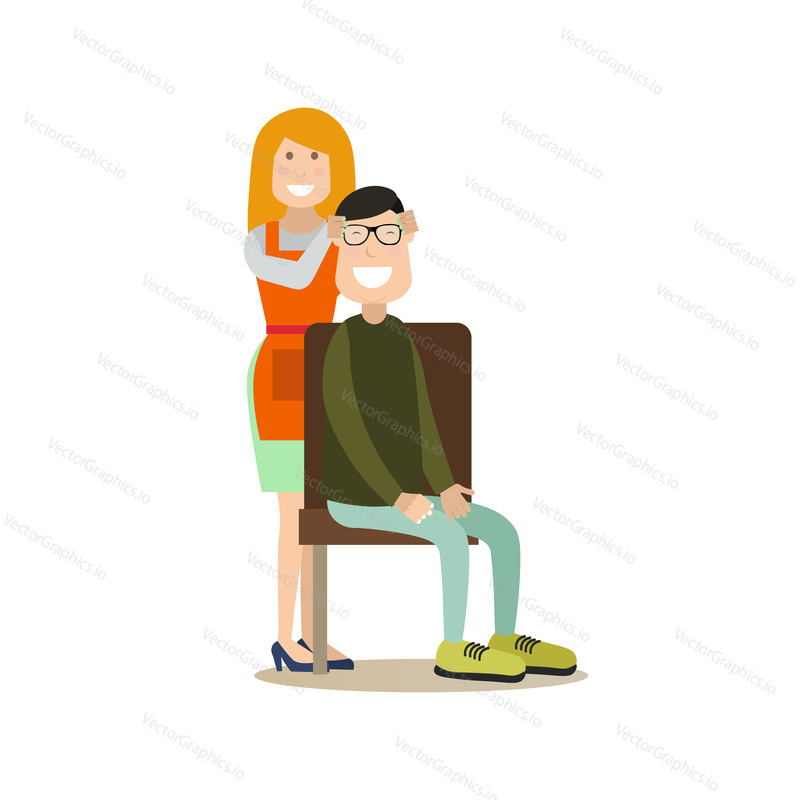Vektorové ilustrace člověka, který si užívá relaxační masáž hlavy. Spa lidé plochý styl designový prvek, ikona izolován na bílém pozadí.