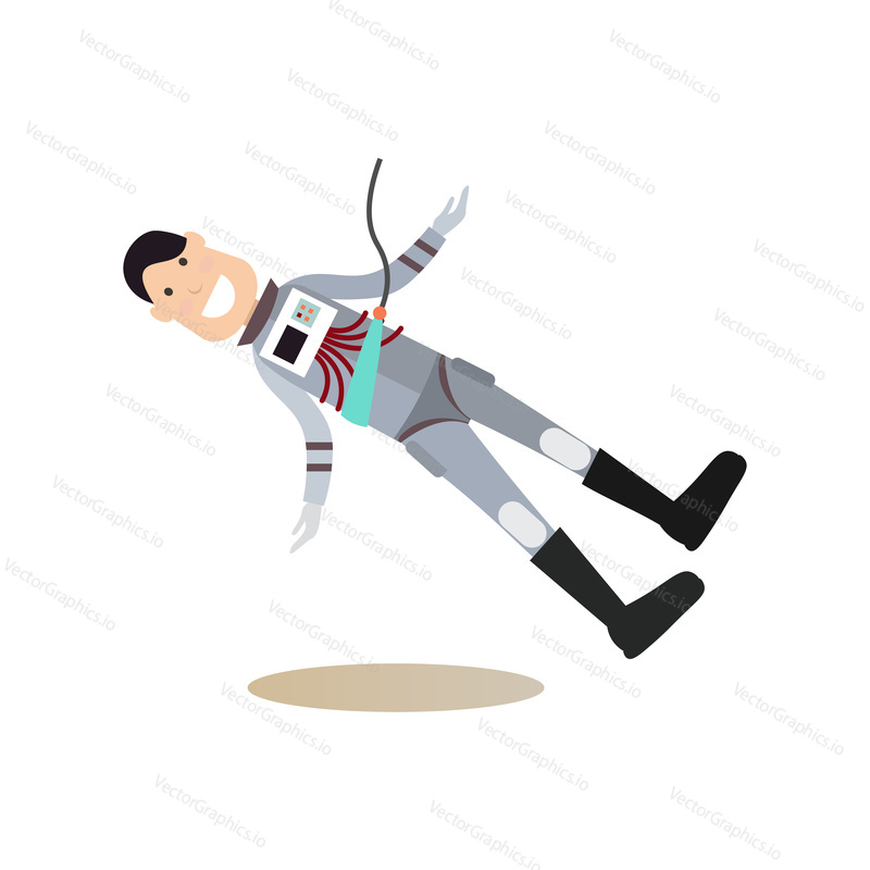 Astronaut training concept vector illustration. Astronaut practicing extravehicular activities or space walks. Space people flat style design element, icon isolated on white background.