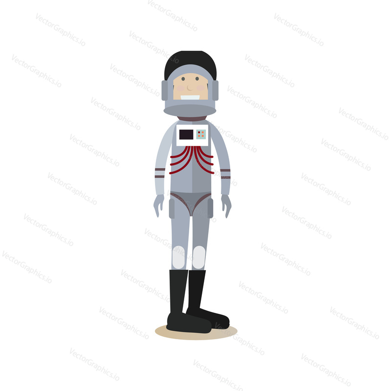 Vector illustration of astronaut in space suit and helmet. Space people flat style design element, icon isolated on white background.
