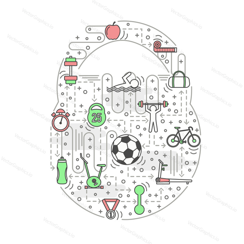 Sportovní kettlebell ve tvaru vektorové ilustrace. Moderní tenká čára plochý styl designový prvek se sportovními potřebami, cvičebním vybavením.