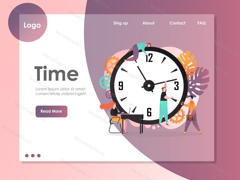Time vector website template, web page and landing page design for website and mobile site development. Time management, deadline concept.