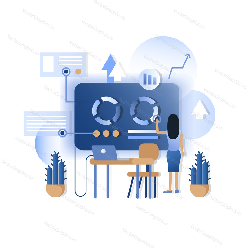 Future technology IP dashboard vector illustration. Futuristic touch user interface blue screen hud dashboard display. Smart home touchscreen control panel.