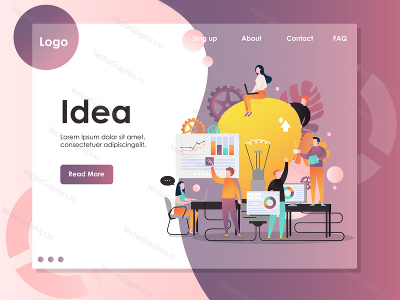 Šablona webových stránek Idea vector, návrh webové stránky a vstupní stránky pro vývoj webových stránek a mobilních stránek. Nový podnikatelský nápad, brainstorming, týmová práce, efektivní koncepty týmové spolupráce.