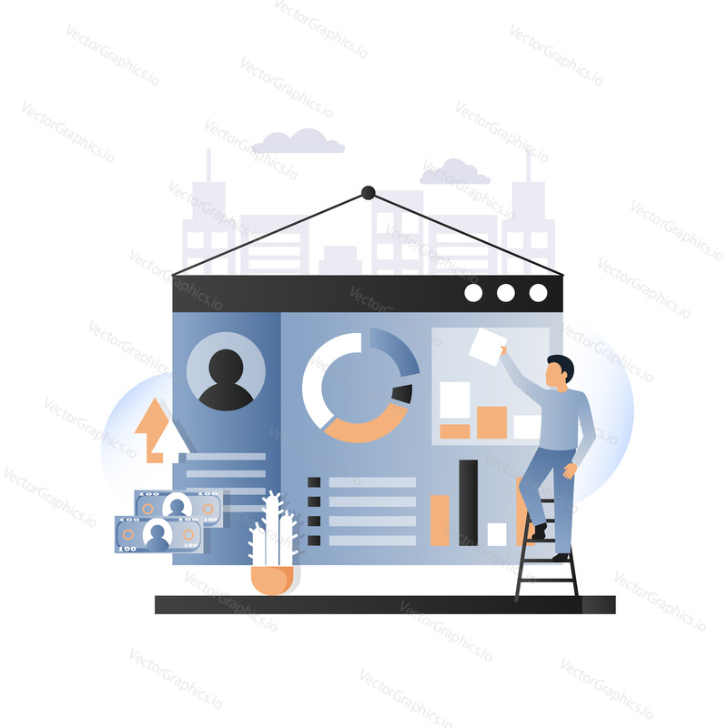 Proces vytváření webových stránek vektorové ilustrace. Programátor designer vývoj webu pro internet. Koncept služeb pro vývoj webových stránek pro webový banner, webovou stránku, prezentaci atd.