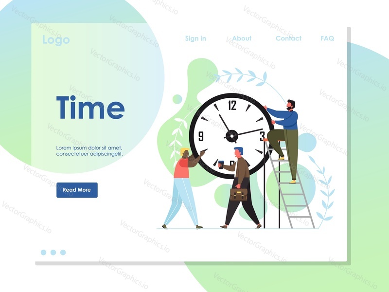 Шаблон веб-сайта Time vector, дизайн веб-страницы и целевой страницы для разработки веб-сайтов и мобильных сайтов. Крайний срок, концепция эффективного управления временем.