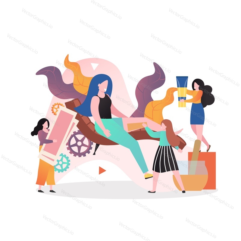 Epilation and depilation vector concept illustration. Body hair removal using waxing, sugaring and depilatory cream. Beauty and skincare composition with female characters for web banner, website page