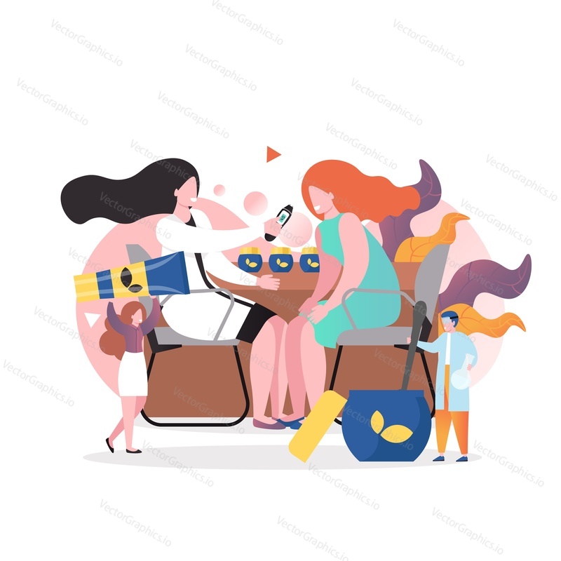Male and female characters cosmetologists of beauty salon or parlor providing professional cosmetic treatment for woman face and body. Skin rejuvenation, beautician services concept for website page