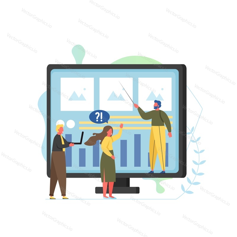 Poradenství, vektorový plochý styl designu ilustrace. Koncept konzultačních služeb pro online podnikání pro webový banner, webovou stránku atd.