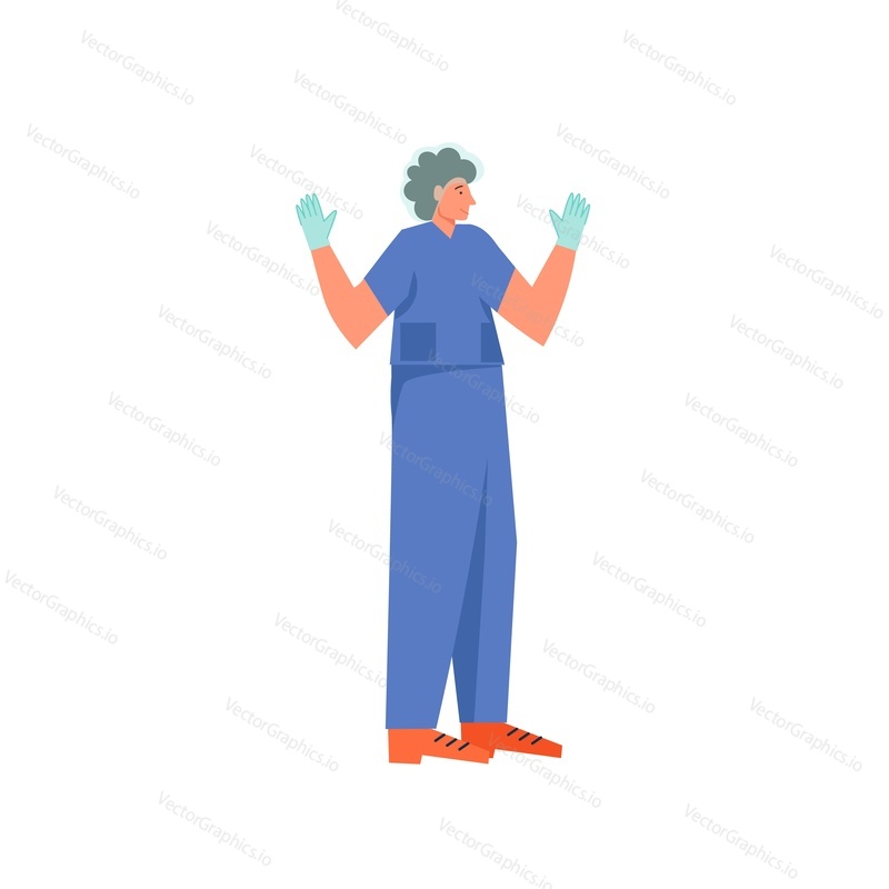Surgeon ready to operate, vector flat style design illustration. Surgery, medicine and healthcare concept for web banner, website page etc.