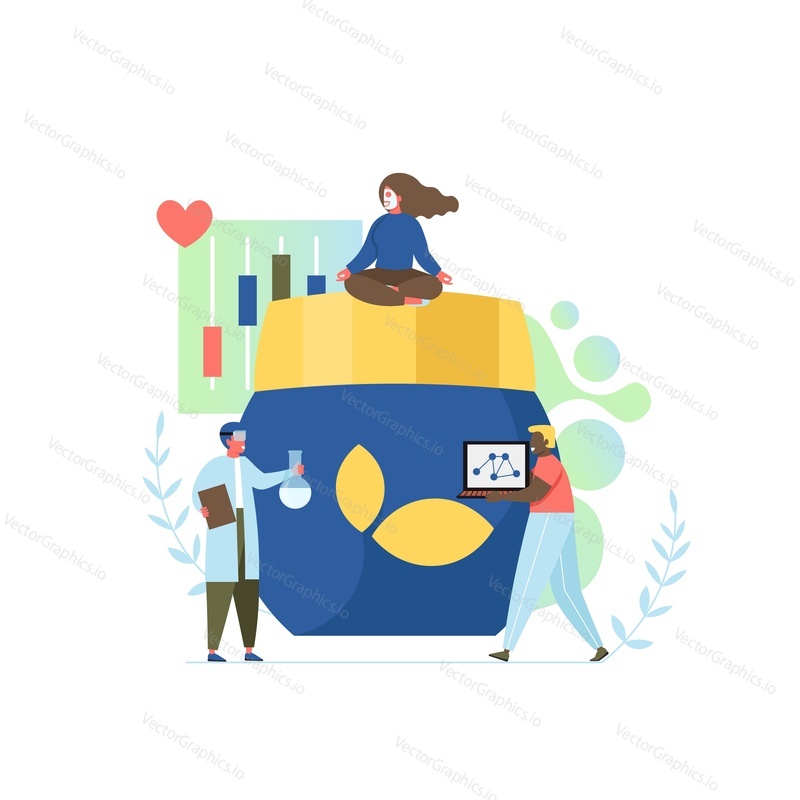 Skincare and cosmetic laboratory, vector flat illustration. Beauty industry technology, cosmetic product and skincare development, testing concept for web banner, website page etc.
