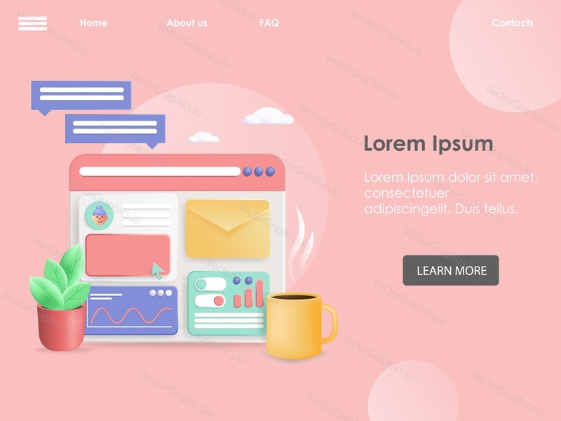Freelancer coworking space vector landing page. Freelance service website template. Webpage for remote worker community. Online workspace advertisement. E-business concept