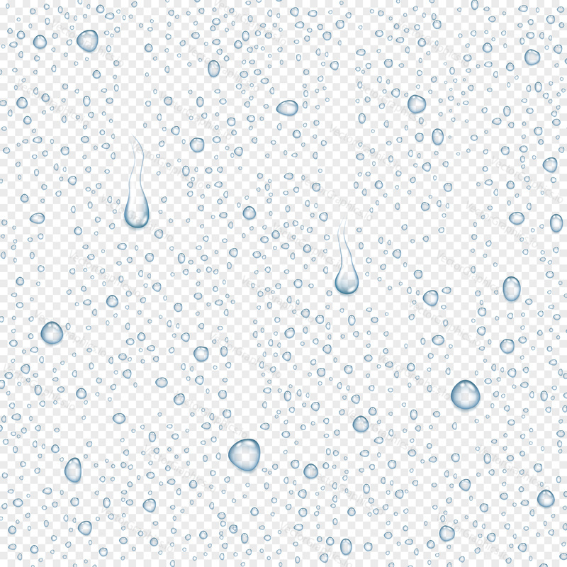 Vector realistic water drops on transparent background, abstract illustration.