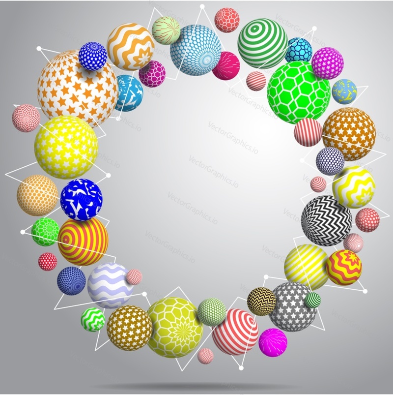 Vector 3d abstract multicolor decorative balls wallpaper background.