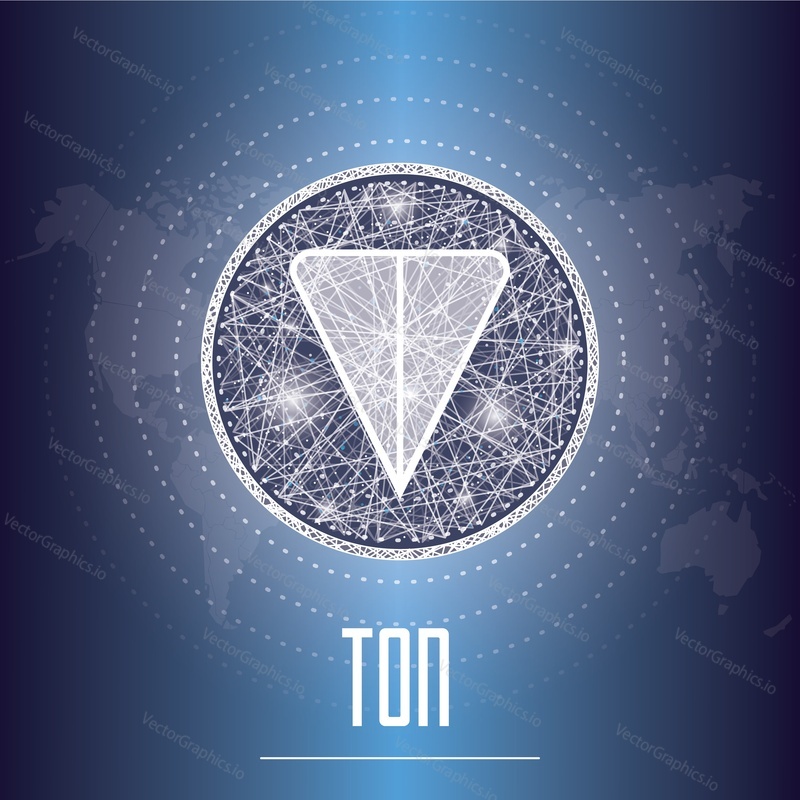 Telegram open network - новая блокчейн-платформа и векторная иллюстрация новой криптовалюты. Символ монеты Telegram cryptocurrency gram, логотип.
