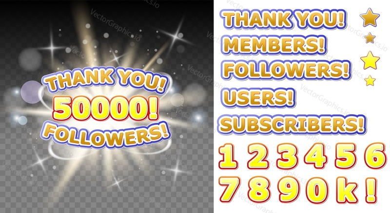 Thank you 50000 followers vector banner for social media networking, blogs. 50K followers thank you congratulation post.