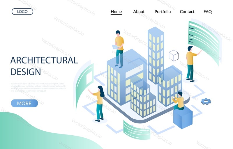 Architektonický design vektorové webové stránky šablony, webové stránky a vstupní stránky design pro vývoj webových stránek a mobilních stránek. Architektura budoucnosti.