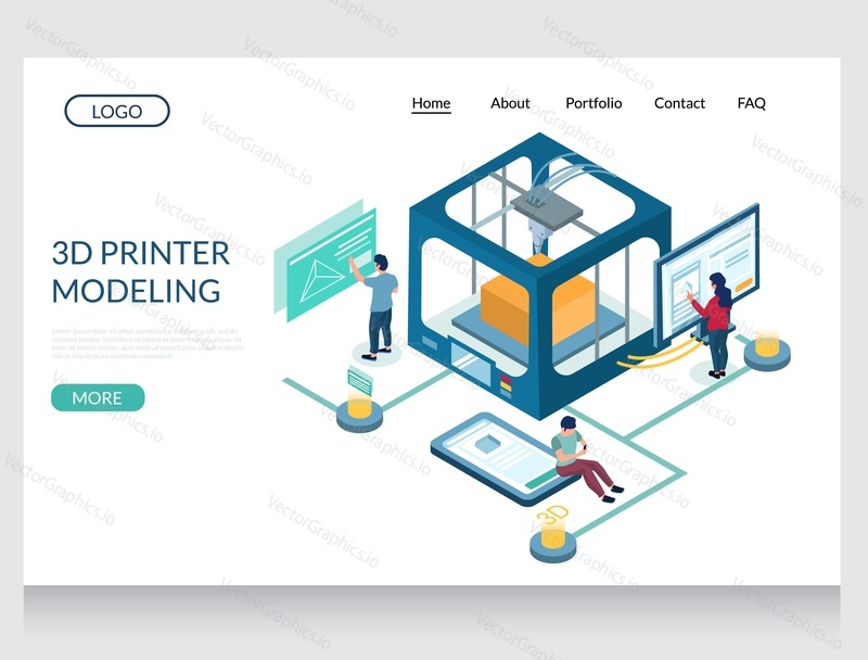 3D tiskárna modelování vektorové webové stránky šablony, webové stránky a vstupní stránky design pro vývoj webových stránek a mobilních stránek. 3D tiskový software pro přípravu trojrozměrných modelů k tisku.