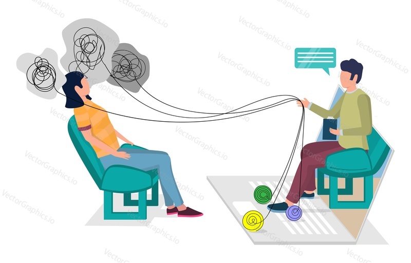 Osobní online psychoterapie, ploché vektorové ilustrace. Individuální poradenství v oblasti duševního zdraví prostřednictvím internetu. Online psychologická pomoc a podpora.