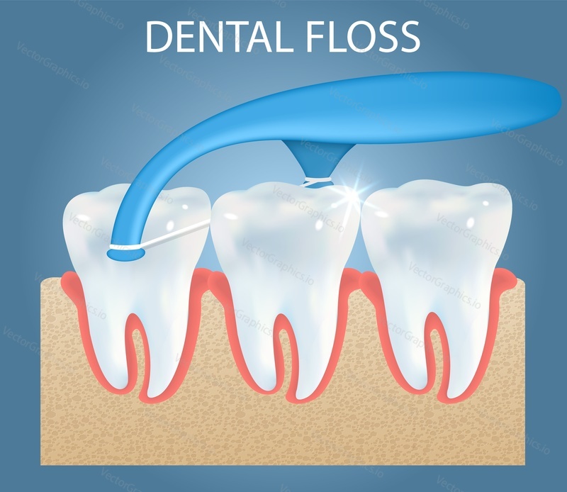 Oral care dental floss picks ad vector poster, banner template. Realistic teeth cleaning floss toothpick. Oral health and hygiene.
