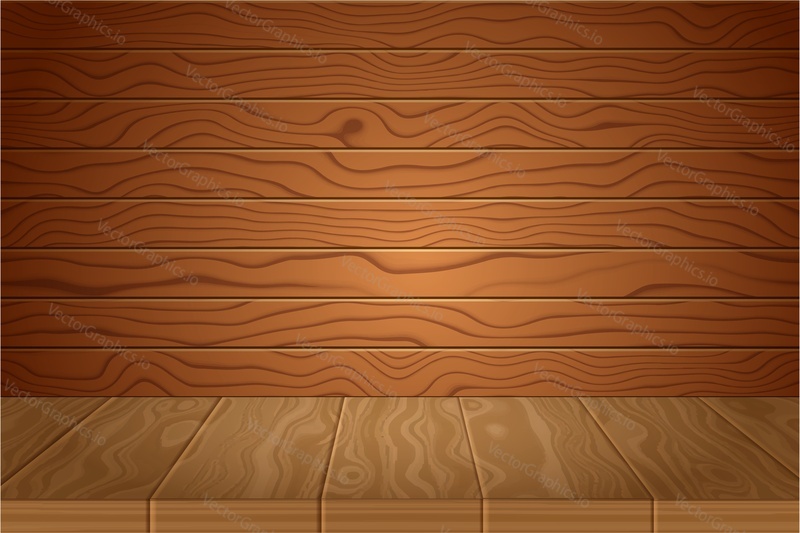 Dřevo tabulka pozadí, vektorové ilustrace. Realistická dřevěná deska stolu, stěna. Přírodní textura dřeva.