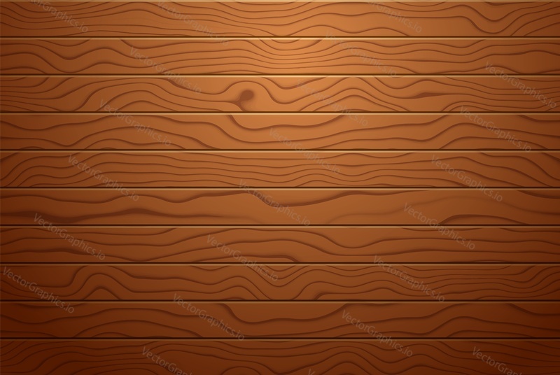 Dřevěná deska pozadí. Realistické hnědé dřevěné prkno, vektorové ilustrace. Přírodní textura dřeva.