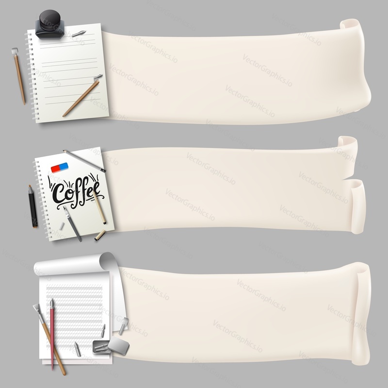 Kaligrafický banner. Designový prvek s kopírovacím prostorem na papírovém pergamenu. Písmo šablona maketa pro reklamní design vektorové ilustrace