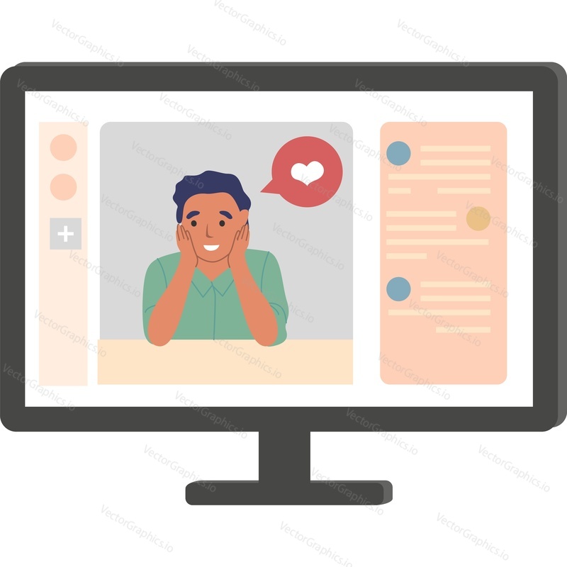 Internetová komunikace datování aplikace na notebooku vektorové ikony izolovaných na bílém pozadí