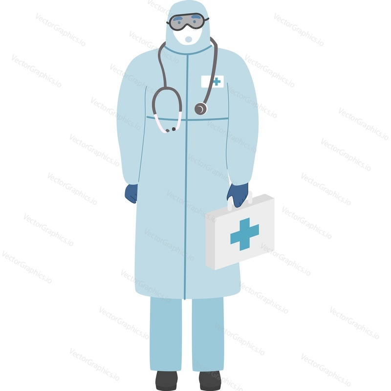 Pandemic emergency department worker vektorové ikony izolovaných na bílém pozadí