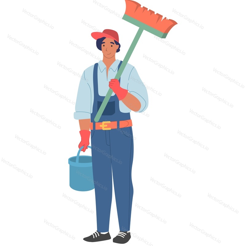 Cleanup service worker vector icon isolated on white background
