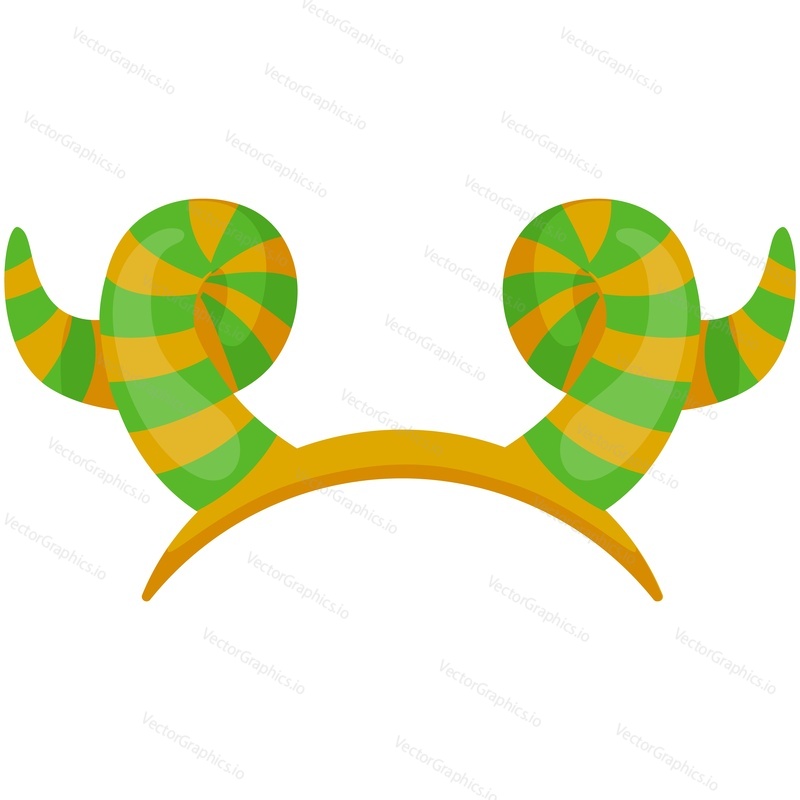 Horned headband photo booth party mask vector. Buffalo, cow, bull, goat or ox beast carnival photobooth costume isolated on white background