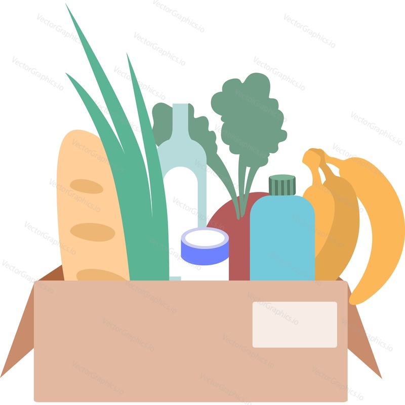 Коробка для пожертвований с векторным значком продуктов, изолированным на белом фоне