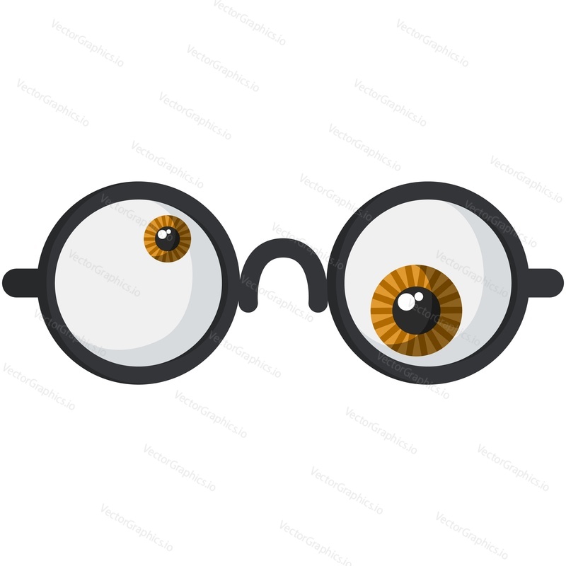 Funny eyeglasses photo booth party face mask with drooping eyes vector. Carnival event, holiday or birthday party photobooth costume isolated on white background