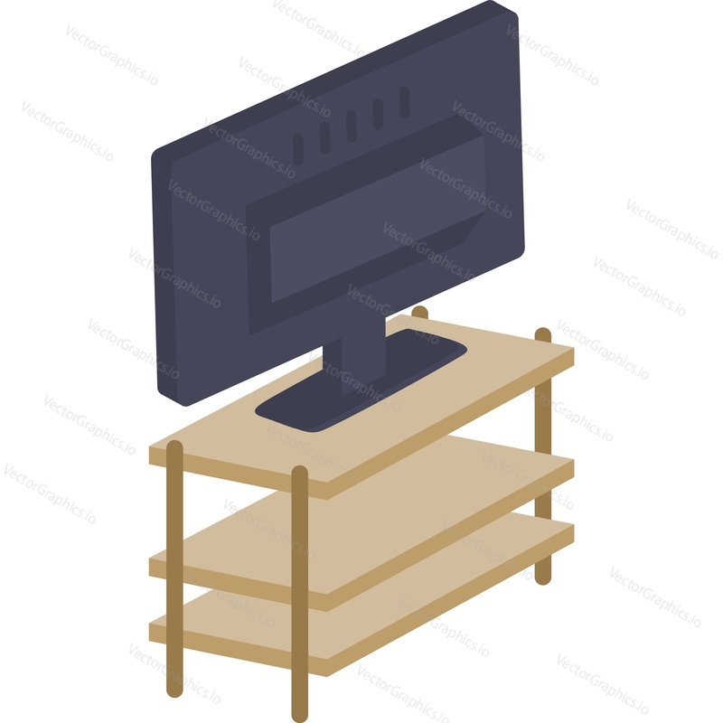 TV set na stole vektorové ikony izolovaných na bílém pozadí