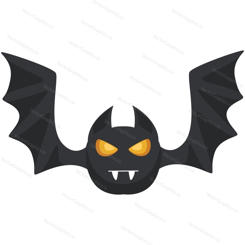Halloween bat flying vector. Cute spooky black animal dracula vampire character, scary night monster isolated on white background